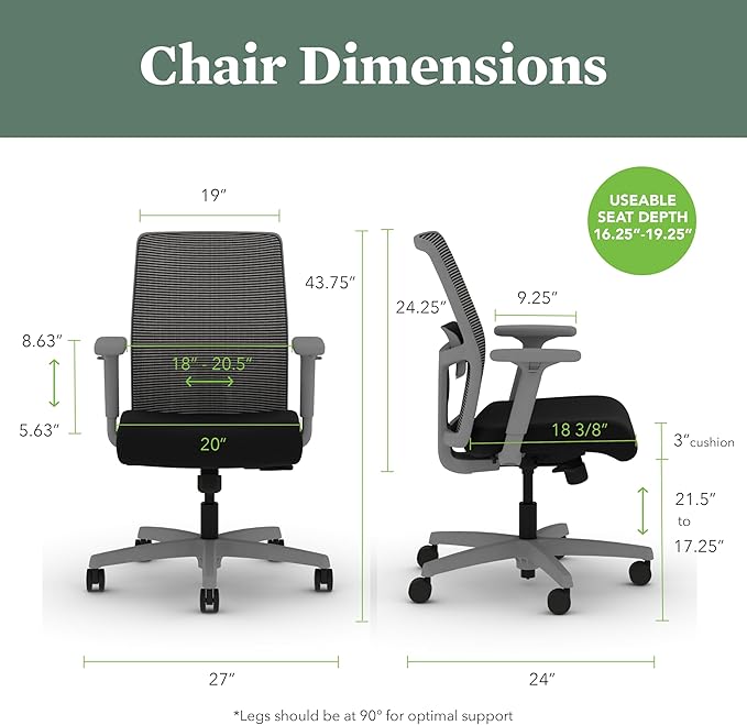 HON Ignition 2.0 Low Back Task Chair, Spectrum Mesh, Standard Synchro-Tilt Control, Office Chair with Lumbar Support, Height and Width Adjustable Arms, Titanium Frame, Linen