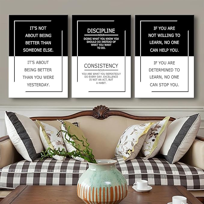3 Piece Practice Motivational Poster Success Quote Office Decor Inspirational Wall Art Canvas Prints Artwork for Living Room Modern Home Painting Pictures Stretched and Framed[60''Wx 28''H]