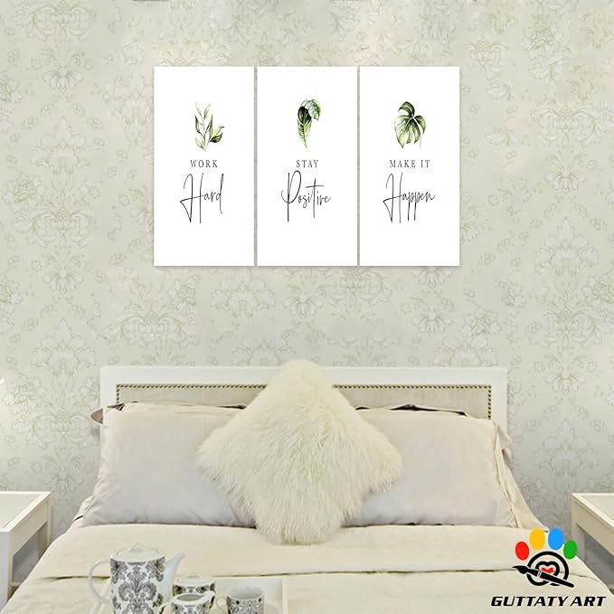 Office Wall Art-3 Panel Motivational Wall Art, Inspirational Quotes Canvas Art for Home Office Wall Decor,Positive Quote Wall Decor, Entrepreneur Words Poster Frame for Company Wall Decor 20”x30”x3Pcs