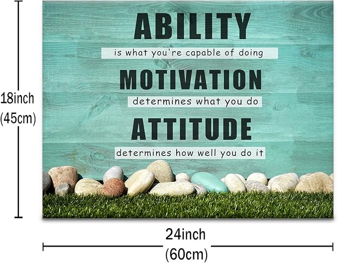Inspirational Canvas Wall Art Ability Motivation Attitude Positive Noun Quote Poster Print Motivational Painting Artwork for Bedroom Office Classroom Wall Decor Framed Ready to Hang [24''Wx18''H]