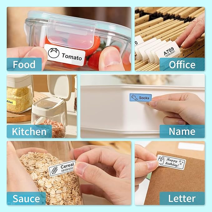 U1 Label Maker Machine,Portable Thermal Label Printer,Mini Bluetooth Inkless Label Stickers Makers for Home Storage School Business Office,Labeler Compatible with iOS & Android(White)