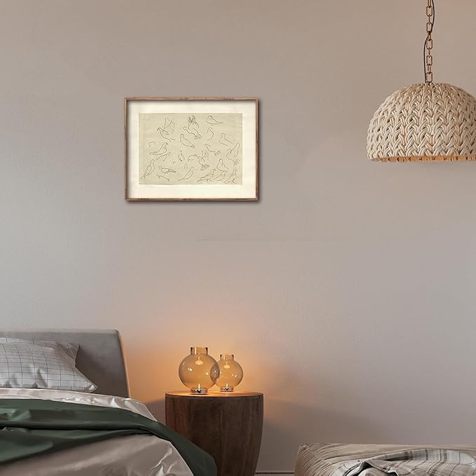 Kizbok Neutral Wall Art Decor Vintage Flying Birds Sketch Canvas Prints Antique Animals Drawing Oil Painting, Rustic Neutral Art Pictures for Bedroom, Farmhouse Wall Decor for Bathroom Home(8" x 10"-UNFRAMED)