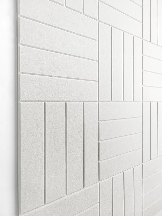 White Felt Bulletin Board Tiles | Modern Cork Board Alternative | Large Cork Boards for Walls | Aesthetic Felt Wall Panels for Office & Home Decor | Pin Board & Photo Board (12-Pack) | White