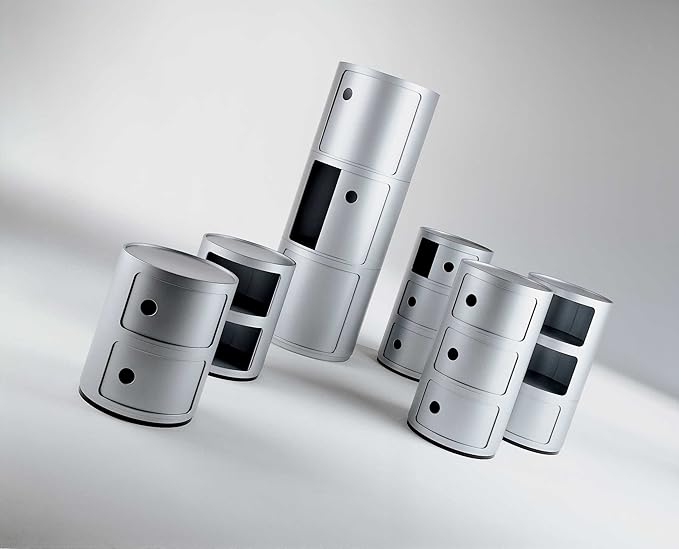 Kartell 4966/SI Componibili Drawers by Anna Castelli Ferrieri, Pack of 1, Opaque Silver