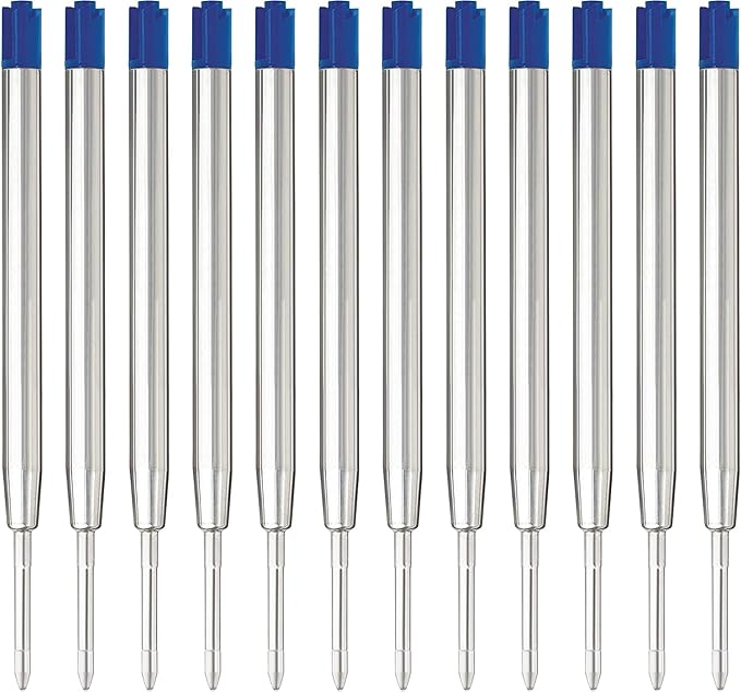 Blue Ink Pen Refills - 12 Pack Medium Point 1.0mm Tip Smooth Writing Pen Refills (Blue)