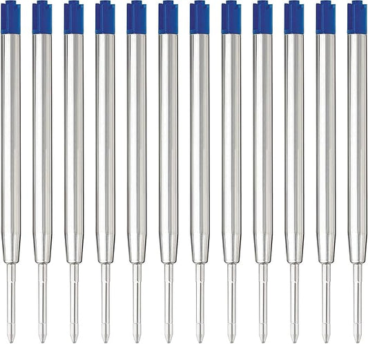 Blue Ink Pen Refills - 12 Pack Medium Point 1.0mm Tip Smooth Writing Pen Refills (Blue)