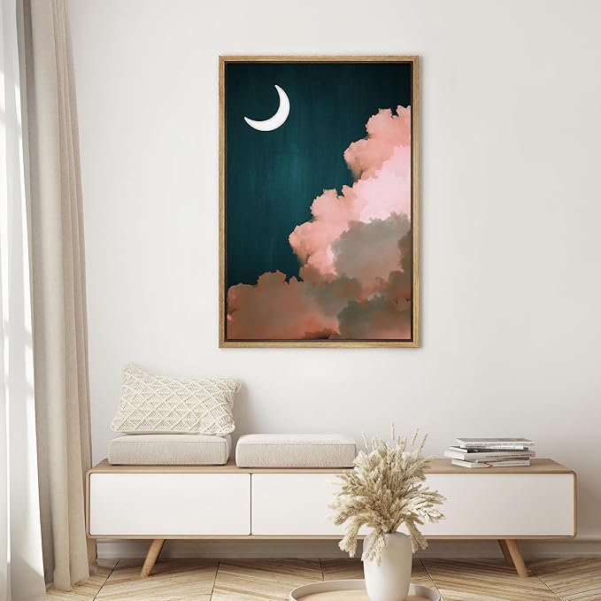 SIGNWIN Framed Canvas Wall Art Pink Cloud on Sky Canvas Prints Home Artwork Decoration for Living Room,Bedroom - 24x36 inches