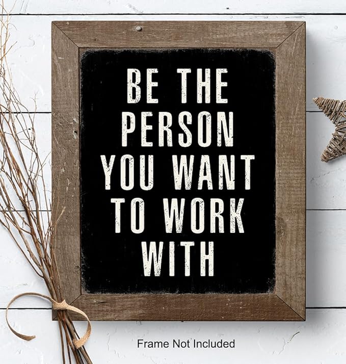 Office Inspirational Wall Art - positive Quotes Wall Decor - Motivational Wall Art - Best Office Work- Black Work Decorations - Inspiring Teamwork Picture- Mens Decor - Success Wall Art Print