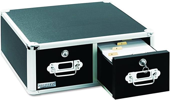 Vaultz Locking 5 x 8 Index Card Cabinet, Double Drawer, Black (VZ01397)