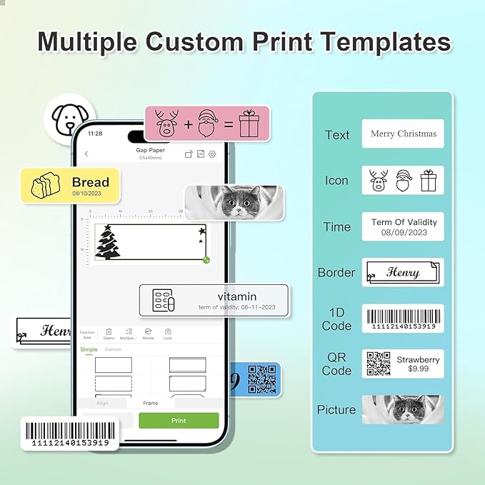 Nelko Green Label Maker Machine with Tape, P21 Label Printer, Adapted Label Print Paper, 14x40mm (0.55"x1.57"), Standard Laminated Office Labeling Tape Replacement, 180 Tapes/Roll, 3 Rolls, White