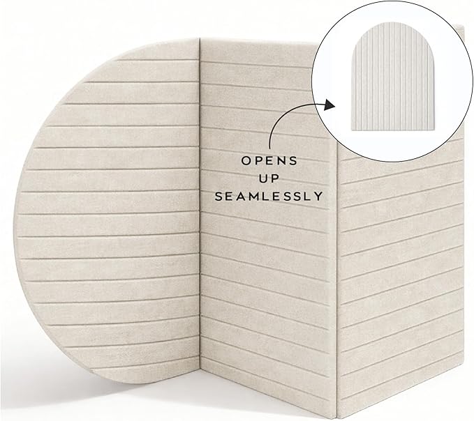 Orelle Fluted Arch Felt Bulletin Board | Foldable Peel and Stick Felt Board for Wall | Aesthetic Arch Pin Boards for Walls, Office, Vision Board, Kids Art Display | 23 x 31”| Beige