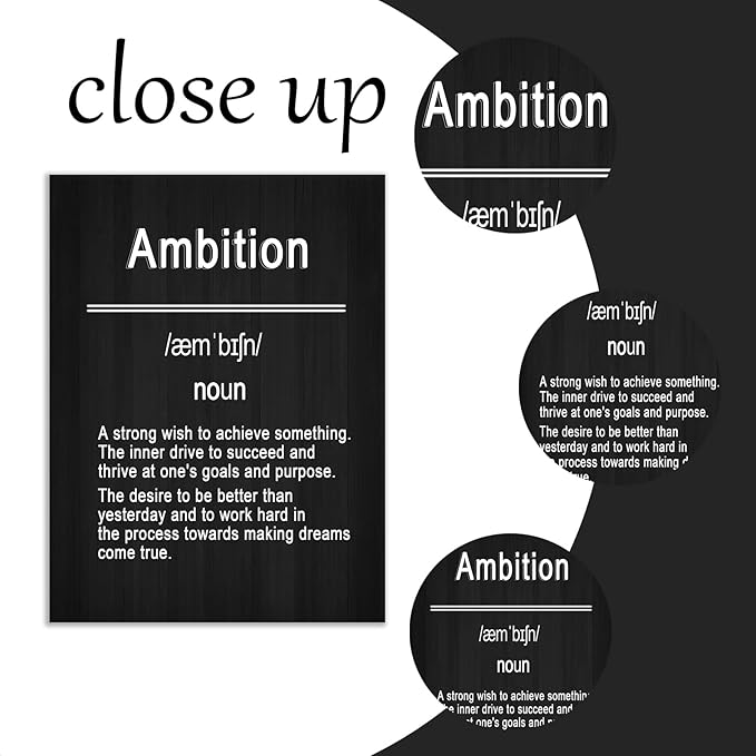 Ambition Motivational Canvas Wall Art Large Poster Print Inspirational Entrepreneur Quote Picture Painting Wall Decor Artwork for Living Room Workplace Office Stretched and Framed [30''Wx 40''H]
