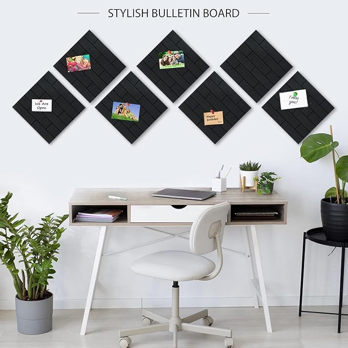 BXI Felt Bulletin Board - 36 X 48 X 3/8 Inches Self-Adhesive Poster Cork Board with 30 Push Pins, 12 Pcs Thick Pin Tiles Display Vision Board, Photo Picture Panels for Home Office Classroom Walls