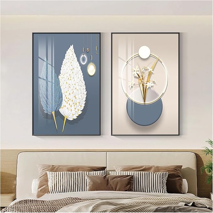 Wall Art for Office Framed Decorative Oil Painting Set Posters for Room Decorative Modern Artwork Ready to Hang 2 Pieces,F,15.7 * 11.8in