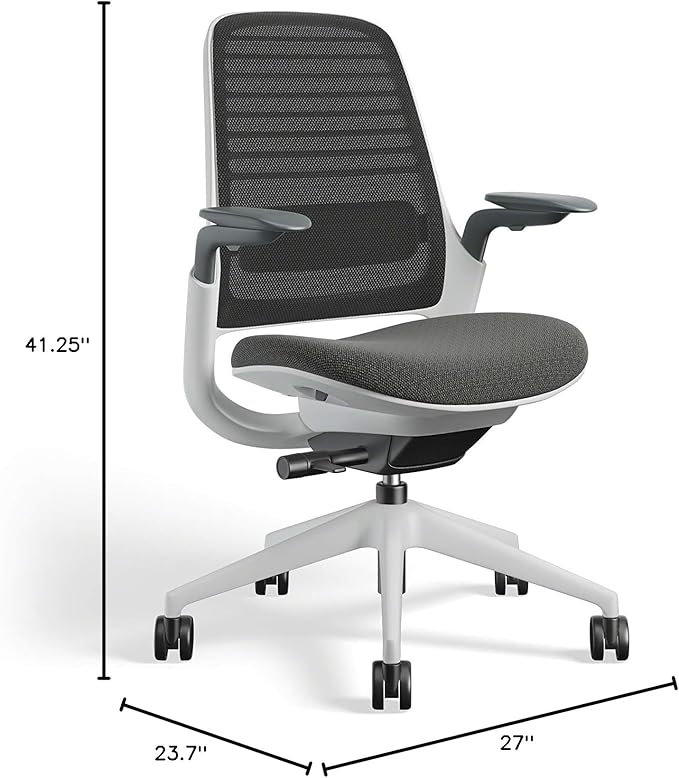 Steelcase Series 1 Office Chair - Ergonomic Work Chair with Wheels for Carpet - Helps Support Productivity - Weight-Activated Controls, Back Supports & Arm Support - Easy Assembly - Graphite, Light