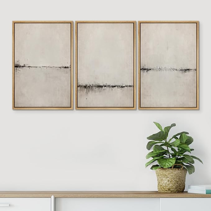 SIGNWIN Framed Canvas Print Wall Art Set Abstract Watercolor Serene Aesthetic Illustrations Modern Art Decorative Nordic Abstract for Living Room, Bedroom, Office - 16"x24"x3 Natural