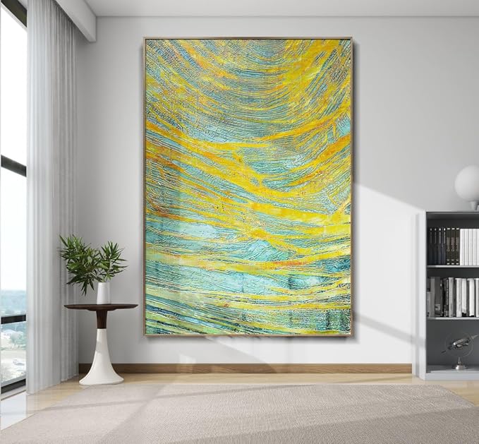 BrightA Green Abstract Wall Canvas Art Large Wall Art for Living Room Large Framed Canvas Wall Art Large Artwork for Dining Room Hallway Wall Decor 31.5"x47.2"
