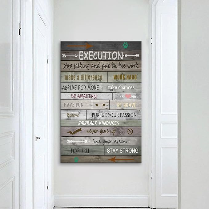 Office Wall Decor Inspirational Wall Art Execution Inspiring Positive Quotes Canvas Poster Print for Bedroom Living Room Gym Office Wall Decoration Artwork [24''Wx36''H]
