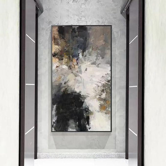 ZHMANLUCK Abstract Black and White Painting Artwork for Office Extra Large Wall Decor Home Decoration 98x196cm/(39x77inch) with-Black-Frame