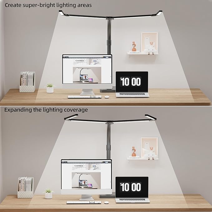desk lamp for home office，Architect Led Desk Lamp with 25 Lighting Modes Adjustable Flexible Gooseneck, 24W Ultra Bright Task Lamp with Atmosphere Lighting（Black Desktop)