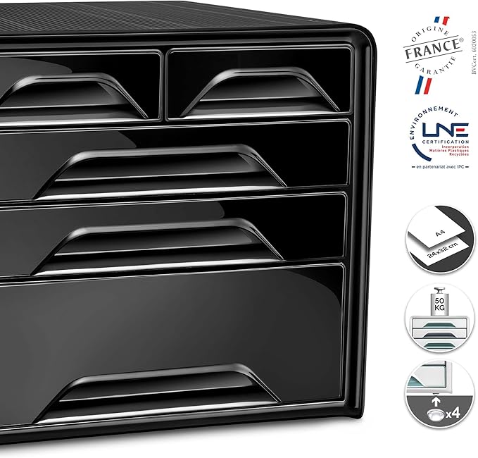 Cep S.r.l 1072130011 Filing Cabinet with 5 Drawers 360 x 288 x 270 mm Black