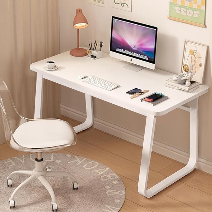Computer Desk Modern Simple Style Desk for Home Office, 39.3 inch Natural Writing Table for Bedroom Living Room White