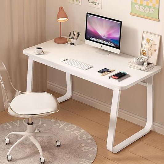 Computer Desk Modern Simple Style Desk for Home Office, 39.3 inch Natural Writing Table for Bedroom Living Room White