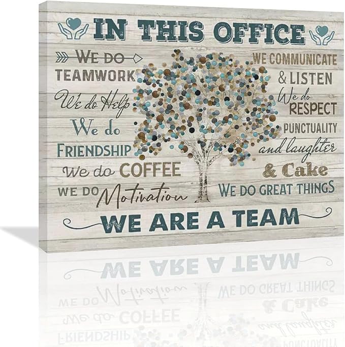 Yibuda In This Office Wall Art Motivational Quotes Pictures Wall Decor We Are A Team Canvas Painting Modern Room Office Decorations Artwork Framed Ready to Hang 24"x20"