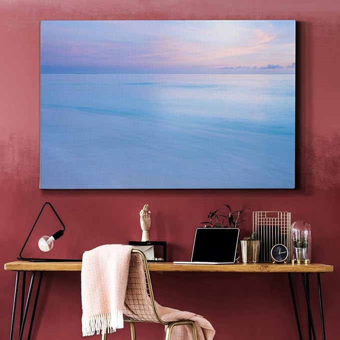 Landscape Wall Art Premium Gallery Wrapped Canvas Abstract Ocean Forest Modern Artwork Decoration for Living Room Kitchen Bathroom Office, Ready to Hang