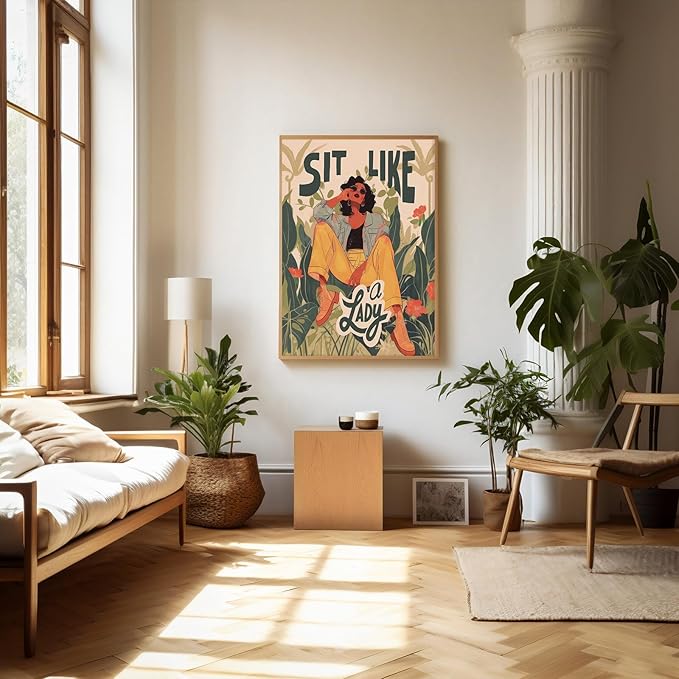 Gender Equality Modern Women Art Women Empowerment Decor Feminist Art Modern Girly Sit Like A Lady Prints for Living Room Dorm Bar Bedroom Wall Decor 16X24 Inch Unframed Inspirational Home Accent