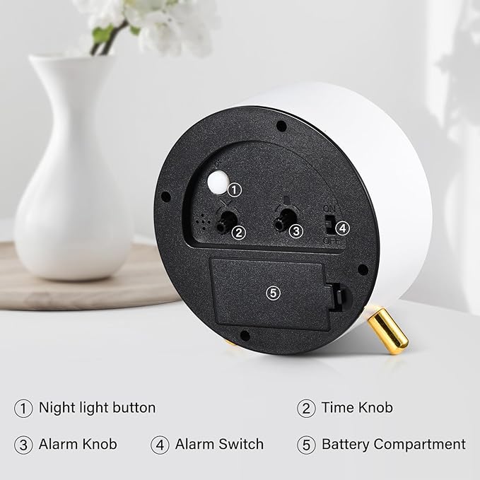 Analog Alarm Clocks,Retro Metal Desk Silent Non Ticking Small Clock with Night Light,Battery Operated,Simple Design,for Bedrooms, Bedside,Office,Home Décor (Green)