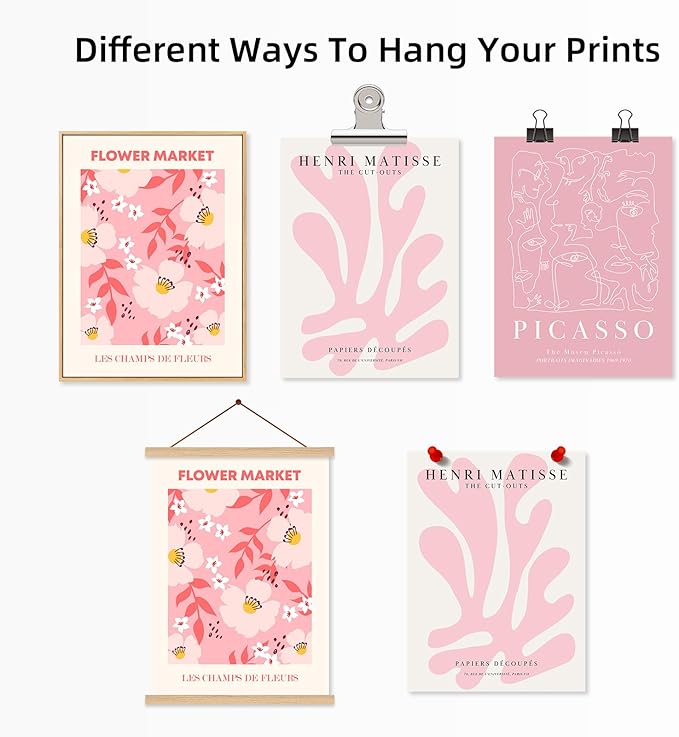 Matisse Abstract Wall Art Decor Pink Flower Canvas Pictures Picasso Aesthetic Wall Art Henri Matisse Prints Poster Abstract Flower Painting Market Artwork for Bedroom 16x24 Inch Unframed Set of 3