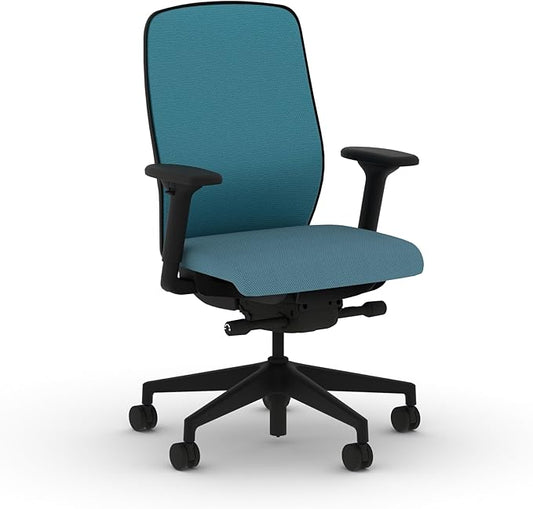 HON Nucleus Task Chair, Spectrum Mesh, Advanced Synchro-Tilt Control, Office Chair with Lumbar Support, Height and Width Adjustable Arms, Black Frame, Sky