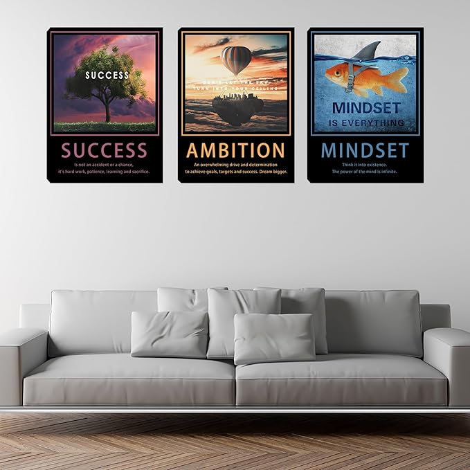 Inspirational Motivational Posters & Art - Wall Decor for Living Room, Bedroom & Home Office - Easy to Hang Framed Wall Decorations