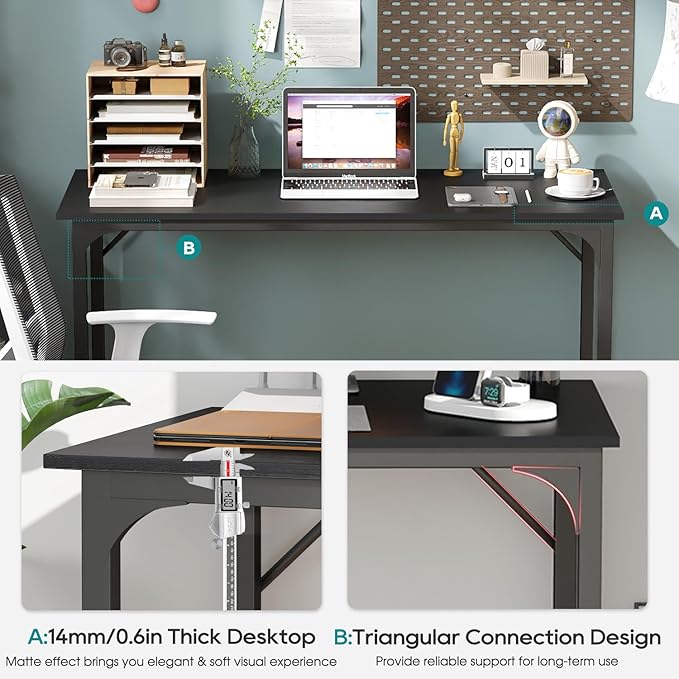 BestOffice Computer Desk,Home Office Desk, Modern Simple Style for Home Office Study Writing (Black, 39 Inch)