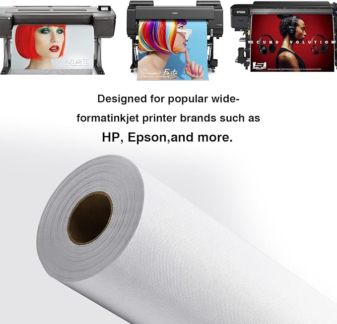 Premium Matte Poly-Cotton Canvas Roll, Waterproof Wide Format Inkjet Printer,Quick Dry, Canvas Printing Paper, Compatible with Epson Canon HP Plotter, Photography(36" x 66' 420GSM, 1 Roll)