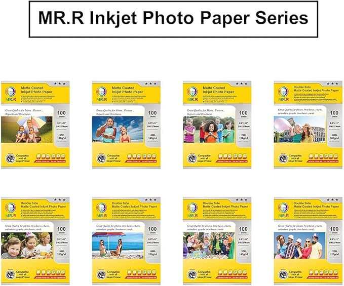 MR.R High Glossy Inkjet Photo Paper,200gsm 53LB,Letter Size-8.5''X11'' with 100 Sheets per Pack