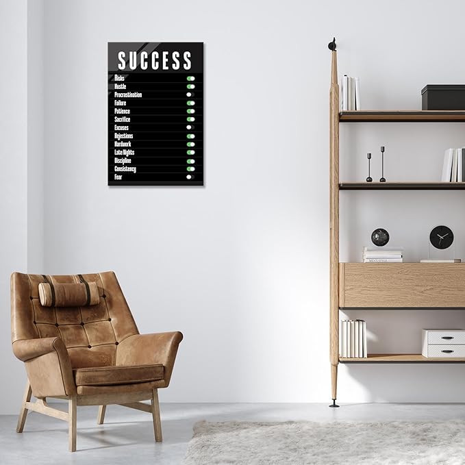 Trendy Success Settings Wall Art Motivational Quotes Inspirational Canvas Poster Large Motto Modern Encouraging Sign Prints Painting For Office Living Room Wall Decor 16x24in Framed