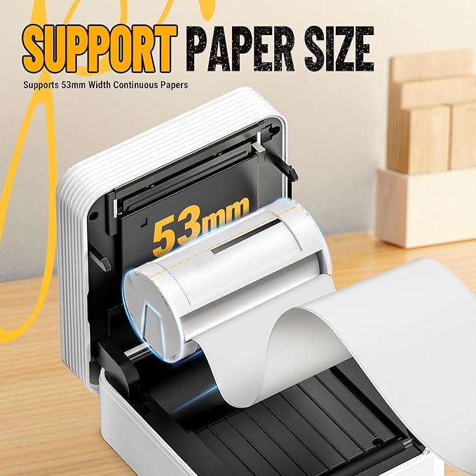 Nelko Sticker Printer, PM230 Print Pod Mini Bluetooth Portabel Sticker Maker with 3 Rolls Paper, Print Pods with Multiple Templates for Phone & Tablet, Smart AI APP Family, White
