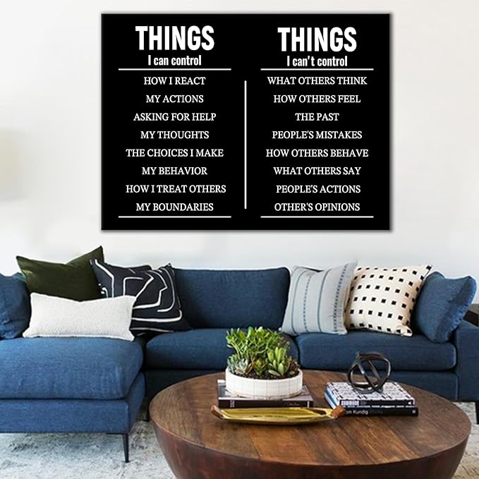 Motivational Quote Office Canvas Wall Art Things I Can Control Poster Decor Inspiring Painting Prints Wall Pictures for Modern Home Living Room Women Room Stretched and Framed [30''W X 40''H]
