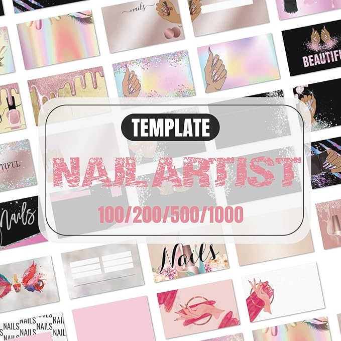 Business Cards Customize with Nail Artist Templates, Custom Business Cards Personalized with Your Logo, 3.5"X 2" 300gsm Matte Paper for Small Business