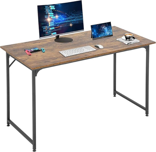 FDW Computer Desk Home Office Desk 47”W x 19”D Gaming Desk Corner Writing Black Large Student Art Modren Simple Style PC Wood and Metal Desk Workstation for Small Space，Vintage