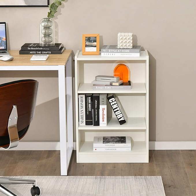 Tangkula 3 Tier Bookcase, Floor Standing Open Bookshelf with 18-Position Adjustable Shelves, Anti-toppling Device, Modern Multipurpose Display Storage Organizer for Living Room Study (2, White)