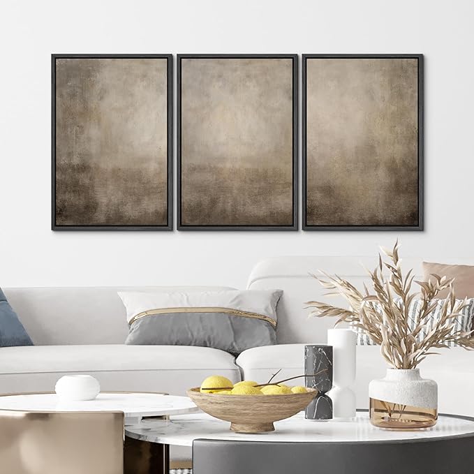 MUDECOR Framed Wall Art Print Set Neutral Abstract Landscape Illustrations Modern Art Boho Decorative Colorful for Living Room, Bedroom, Office - 24"x36"x3 Black