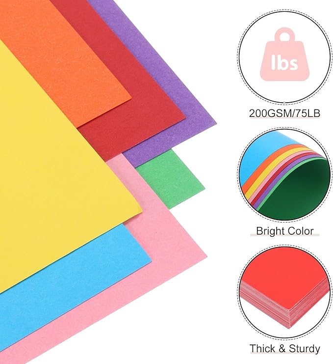MECCANIXITY 60 Sheets Red Cardstock 20" x 15", 200gsm/75lb Thick Card Stock Printer Paper for Crafts, Invitations, Card Making, Scrapbooking, Drawing