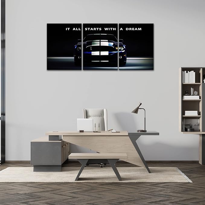 It All Starts with A Dream - Motivational Canvas Wall Art ,Office Inspirational Poster Prints Quotes Wall Decor Gallery-Wrapped Frame Easy Hang-24x36x3PCS