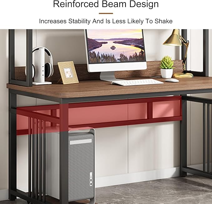 Computer Desk with Storage Shelf, Executive Office Desk, Small Study Deskm, Sturdy Writing Workstation Gaming Table, for Home Study(Gray,80x60cm/31.5x23.6in)