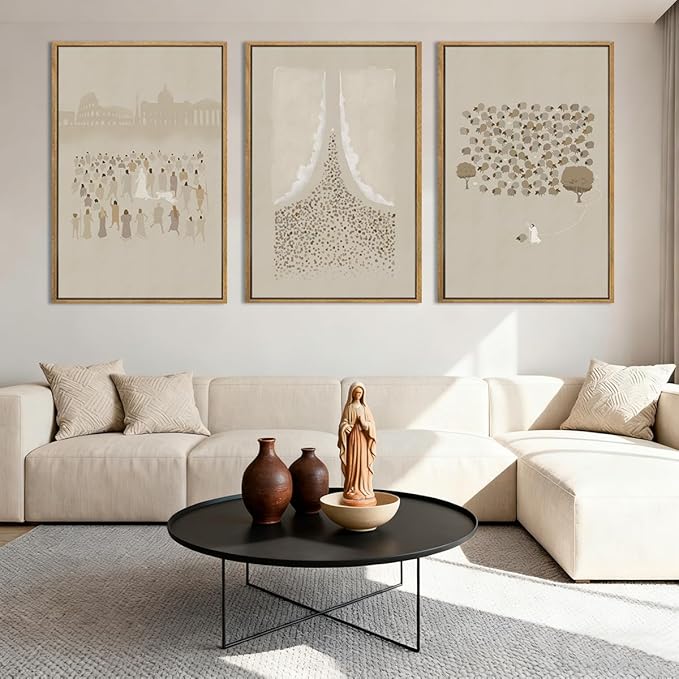 Framed Jesus Wall Art Jesus Lamb Wall Decor Christian Artwork Lamb of God Art Print Easter Wall Paintings for Living Room Bedroom Church 16x24 Inch Set of 3