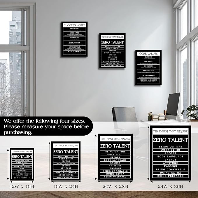 Motivational Wall Decor Inspirational Office Wall Art Decor Posters Prints 3 Pieces Positive Canvas Print Picture for Workplace Classroom Dorm Living Room 12”x16”x3pieces