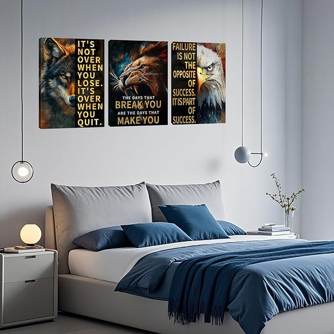 3 Panel Print Canvas Wall Art Motivational Office Wall Decor Painting Inspirational Posters Modern Inspiring Artwork for Home Living Room Bedroom Wall Decor Office Wall Art Ready to Hang - 60"Wx28"H